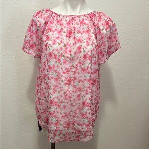 Mansy Pink Floral Top Sz L